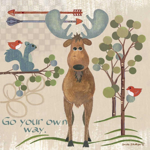 Lil Boys Moose Gold Ornate Wood Framed Art Print with Double Matting by Phillips, Anita