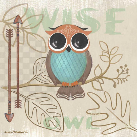 Lil Boys Owl White Modern Wood Framed Art Print by Phillips, Anita