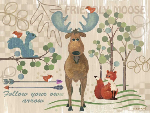 Lil Boy Lodge II Black Ornate Wood Framed Art Print with Double Matting by Phillips, Anita