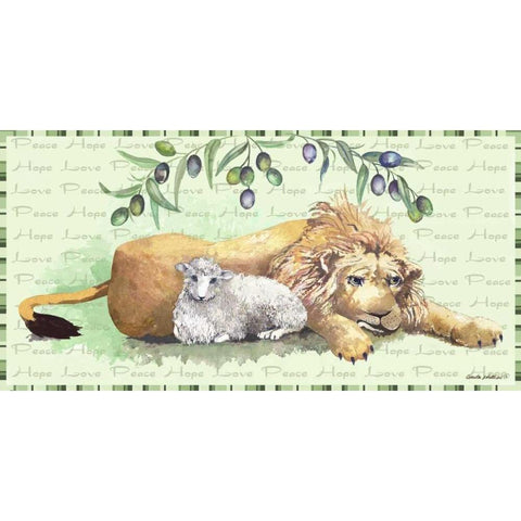 Lion and Lamb White Modern Wood Framed Art Print by Phillips, Anita
