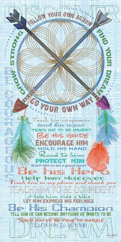 Boys Dream Catcher White Modern Wood Framed Art Print with Double Matting by Phillips, Anita