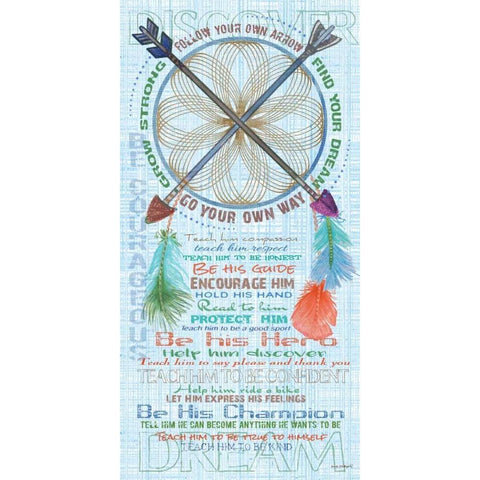 Boys Dream Catcher Black Modern Wood Framed Art Print by Phillips, Anita