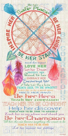 Girls Dream Catcher Black Ornate Wood Framed Art Print with Double Matting by Phillips, Anita