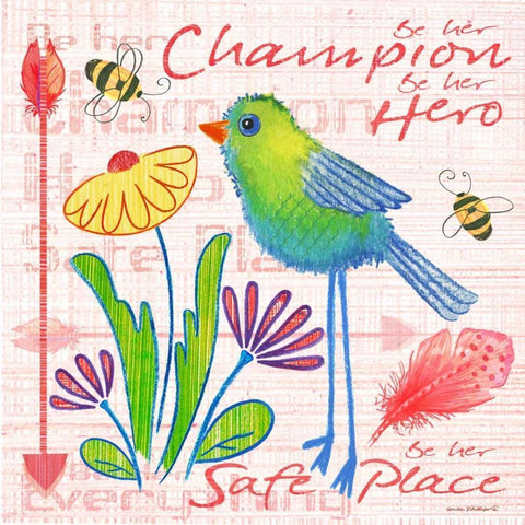 Lil Bird IV Gold Ornate Wood Framed Art Print with Double Matting by Phillips, Anita