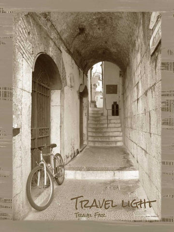 Travel Light Sepia Black Ornate Wood Framed Art Print with Double Matting by Phillips, Anita