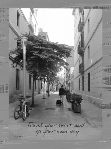 Traveler BandW Black Ornate Wood Framed Art Print with Double Matting by Phillips, Anita