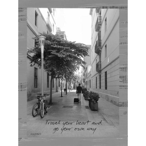 Traveler BandW Black Modern Wood Framed Art Print by Phillips, Anita