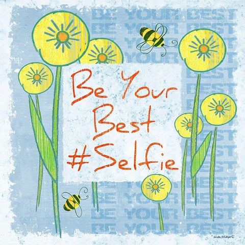 Be Your Best Selfie Black Ornate Wood Framed Art Print with Double Matting by Phillips, Anita