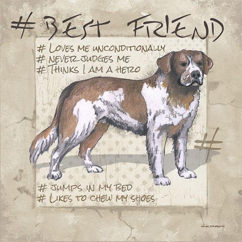 Hashtag Black Modern Wood Framed Art Print with Double Matting by Phillips, Anita