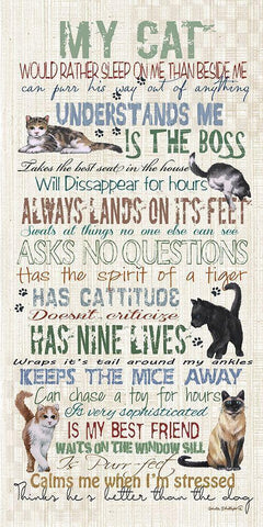 My Cat White Modern Wood Framed Art Print with Double Matting by Phillips, Anita