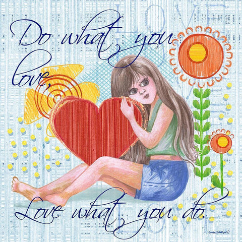 Love What You Do White Modern Wood Framed Art Print with Double Matting by Phillips, Anita