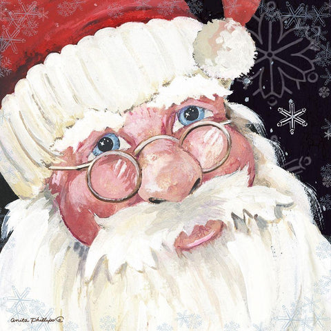 Santa Selfie II Gold Ornate Wood Framed Art Print with Double Matting by Phillips, Anita