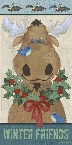 Winter Friends Black Ornate Wood Framed Art Print with Double Matting by Phillips, Anita