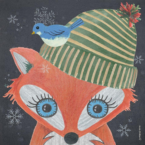 Christmas Fox White Modern Wood Framed Art Print by Phillips, Anita