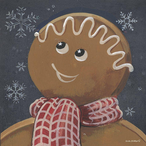 Gingerbread Cookie Black Ornate Wood Framed Art Print with Double Matting by Phillips, Anita
