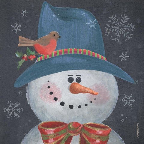Christmas Snowman Black Modern Wood Framed Art Print with Double Matting by Phillips, Anita