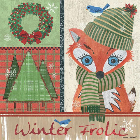 Christmas Frolic White Modern Wood Framed Art Print with Double Matting by Phillips, Anita