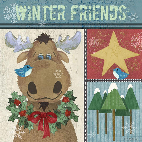Moose Black Modern Wood Framed Art Print by Phillips, Anita