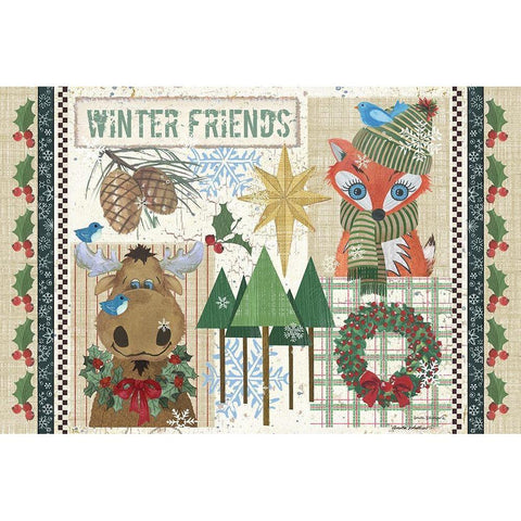 Winter Friends Black Modern Wood Framed Art Print by Phillips, Anita