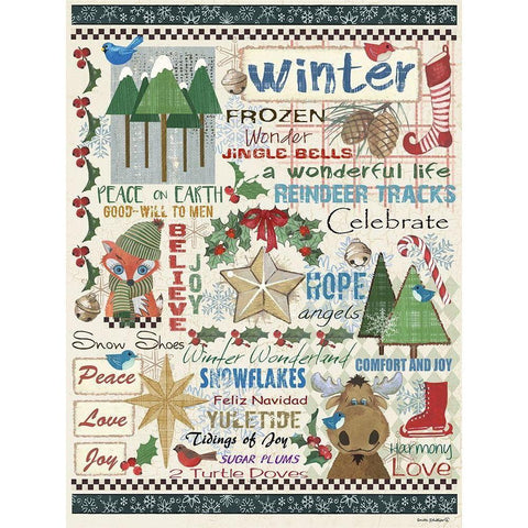 Winter Sampler Black Modern Wood Framed Art Print by Phillips, Anita