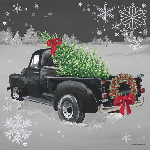 Black Truck on Black Gold Ornate Wood Framed Art Print with Double Matting by Phillips, Anita