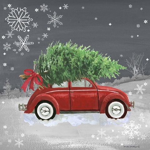 Red Car on Gray Black Modern Wood Framed Art Print by Phillips, Anita