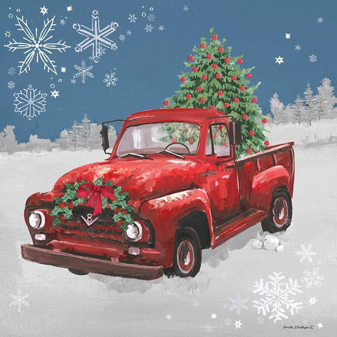 Red Truck on Blue White Modern Wood Framed Art Print by Phillips, Anita