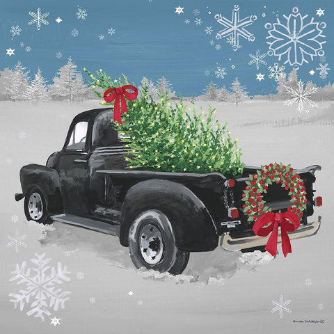 Black Truck on Blue Black Modern Wood Framed Art Print by Phillips, Anita