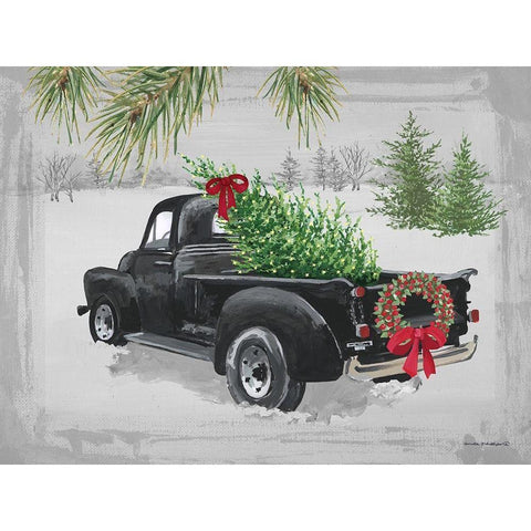 Old Black Truck White Modern Wood Framed Art Print by Phillips, Anita