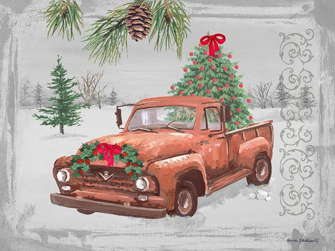 Old Orange Truck White Modern Wood Framed Art Print with Double Matting by Phillips, Anita