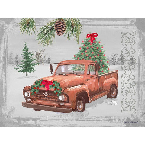 Old Orange Truck Black Modern Wood Framed Art Print with Double Matting by Phillips, Anita