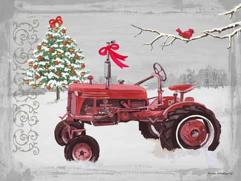 Old Tractor White Modern Wood Framed Art Print with Double Matting by Phillips, Anita