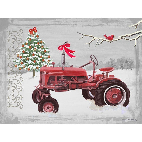 Old Tractor Black Modern Wood Framed Art Print with Double Matting by Phillips, Anita