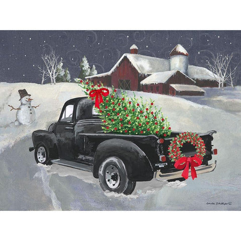 Old Truck and Barn White Modern Wood Framed Art Print by Phillips, Anita