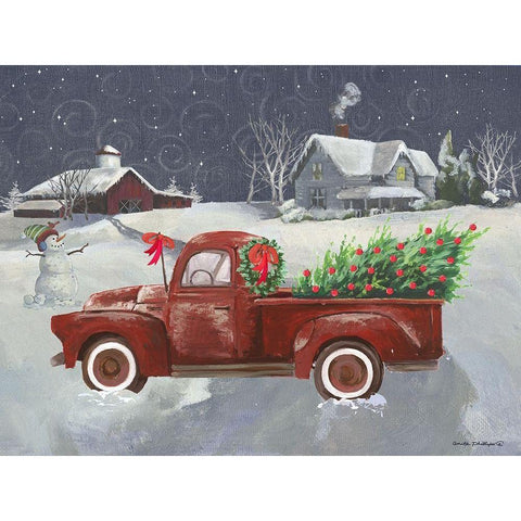 Old Truck and House II Black Modern Wood Framed Art Print with Double Matting by Phillips, Anita