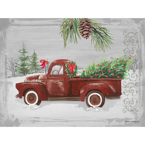 Red Truck Black Modern Wood Framed Art Print with Double Matting by Phillips, Anita