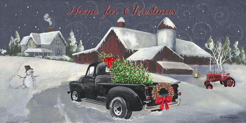 Home for Christmas Black Ornate Wood Framed Art Print with Double Matting by Phillips, Anita