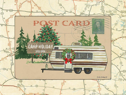 Postcard I White Modern Wood Framed Art Print with Double Matting by Phillips, Anita