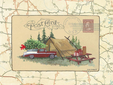 Postcard II White Modern Wood Framed Art Print with Double Matting by Phillips, Anita