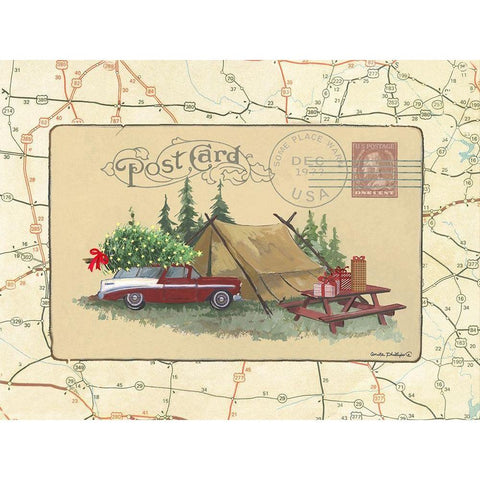 Postcard II Black Modern Wood Framed Art Print with Double Matting by Phillips, Anita