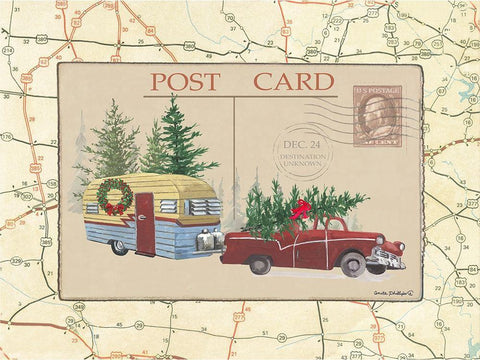 Postcard III White Modern Wood Framed Art Print with Double Matting by Phillips, Anita