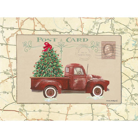 Postcard IV Black Modern Wood Framed Art Print with Double Matting by Phillips, Anita