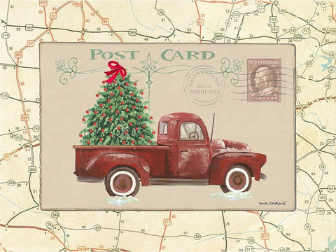 Postcard IV Black Ornate Wood Framed Art Print with Double Matting by Phillips, Anita