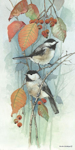 New Chickadee I White Modern Wood Framed Art Print with Double Matting by Phillips, Anita