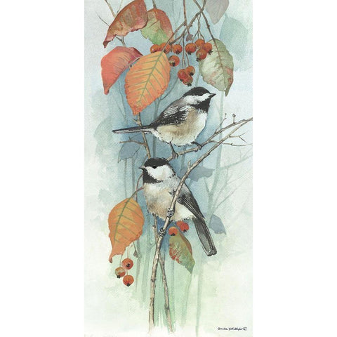 New Chickadee I Black Modern Wood Framed Art Print with Double Matting by Phillips, Anita