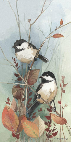 New Chickadee II Black Ornate Wood Framed Art Print with Double Matting by Phillips, Anita