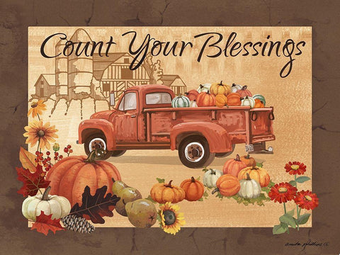 Count Your Blessings White Modern Wood Framed Art Print with Double Matting by Phillips, Anita
