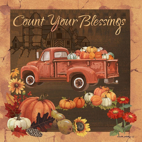 Count Your Blessings V Black Ornate Wood Framed Art Print with Double Matting by Phillips, Anita