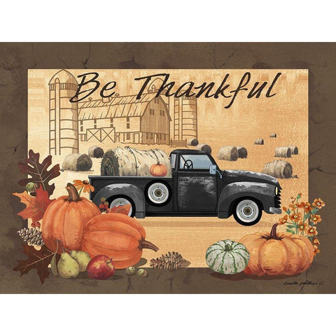 Be Thankful Black Modern Wood Framed Art Print by Phillips, Anita