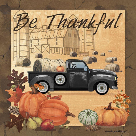 Be Thankful II Black Modern Wood Framed Art Print by Phillips, Anita